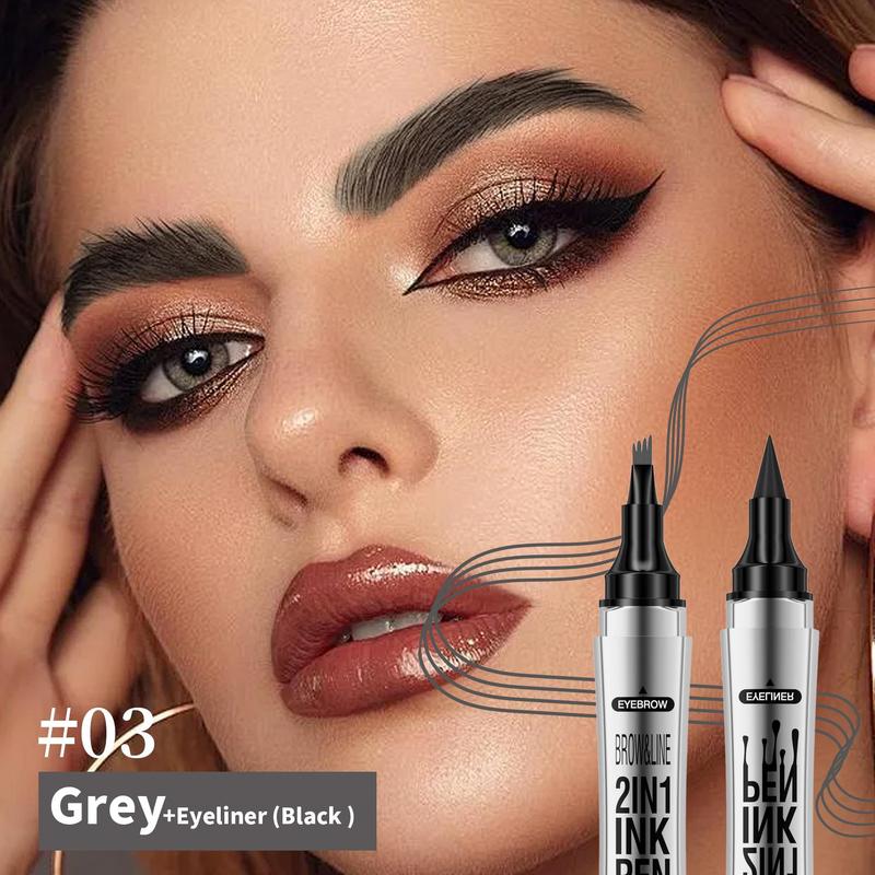 Double-ended Eyebrow Pencil & Eyeliner, 1 Count Waterproof Long Lasting Eyebrow Pen, Quick Drying Eyebrow Makeup Tool, Eye Makeup Tool for Women