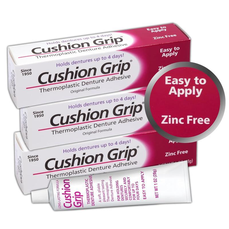 [NEW 2024 - COMBO 3 PACK] Cushion Grip - A Soft Pliable Thermoplastic Denture Adhesive for Refitting and Tightening 1 Oz (28 Grams) Oral Waterproof - BLACK FRIDAY SALE 51%