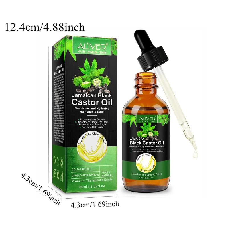 Black Castor Oil with Brush, 2 Boxes Hair Strengthening Oil, Moisturizing Hair Oil for Dry & Damaged Hair, Hair Care Product for Men & Women