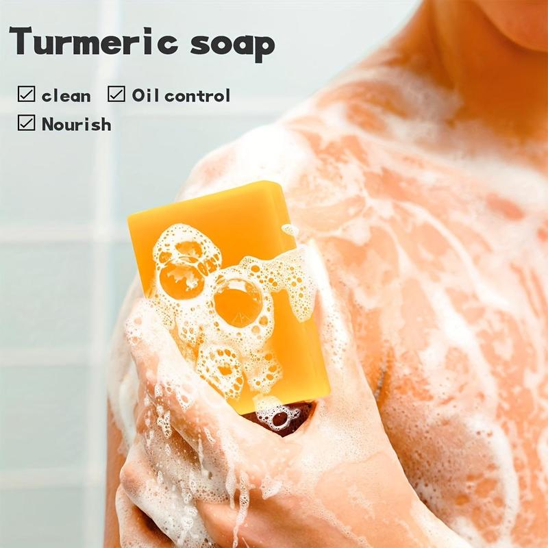 Natural Turmeric Kojic Acid Soap, 4 Counts Moisturizing Oil Control Soap Bar, Deep Cleansing Body Wash Soap for Body & Face