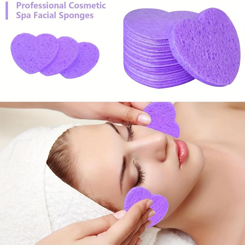 Heart Shaped Compressed Professional Cosmetic Spa Facial Sponges, 10 20 30pcs Soft Face Wash Sponge, Exfoliating Facial Cleansing Puff, Face Cleaning Tool for Home Travel