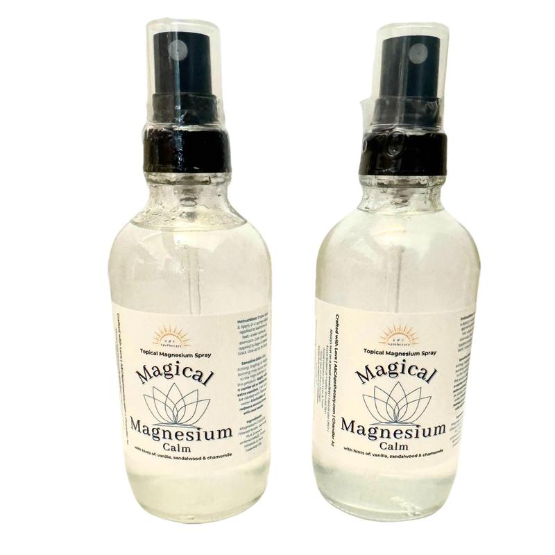 2 Pack of 4oz Magical Magnesium Topical Spray - SAME SCENT ONLY-  Magical Magnesium for daily use and overall wellness. Glass Bottle