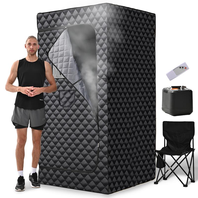 Portable Sauna,Sauna Box for Home Full Body Personal Steam Sauna Tent with 3L Steamer,Remote Control, Folding Chair,Sauna Tent for Gym,Pilates,Garage,Hot Tub - 71.4