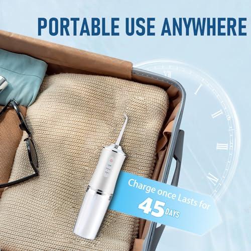 Electric Water Flosser Cordless for Teeth 3 Modes 4 Jet Tips Cleaning and Flossing Water Dental Portable Floss Irrigator Oral Water Flossed Rechargeable Tonsil Stone Travel Adults