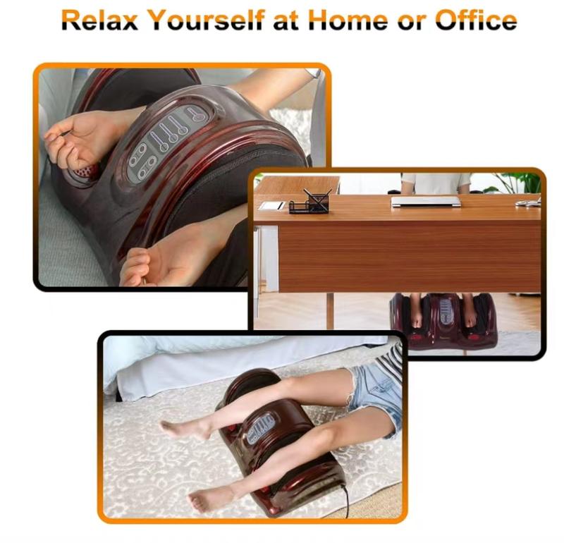 Shiatsu Foot Massager Machine with Remote Controller - Kneading and Rolling Home Massagers for Feet, Ankle, Calf, and Leg - Red and Black - Comfort