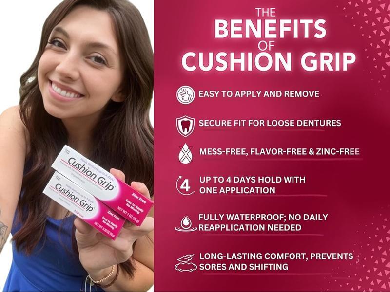 [NEW 2024 - COMBO 3 PACK] Cushion Grip - A Soft Pliable Thermoplastic Denture Adhesive for Refitting and Tightening 1 Oz (28 Grams) Oral Waterproof - BLACK FRIDAY SALE 51%