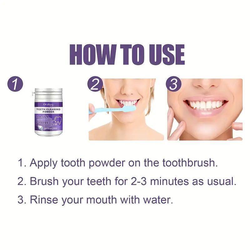 Deep Cleaning Purple Teeth Polishing Powder - Whitening, Plaque Removal, Fresh Breath, Gentle on Gums - Daily Life Essential for a Healthy Smile