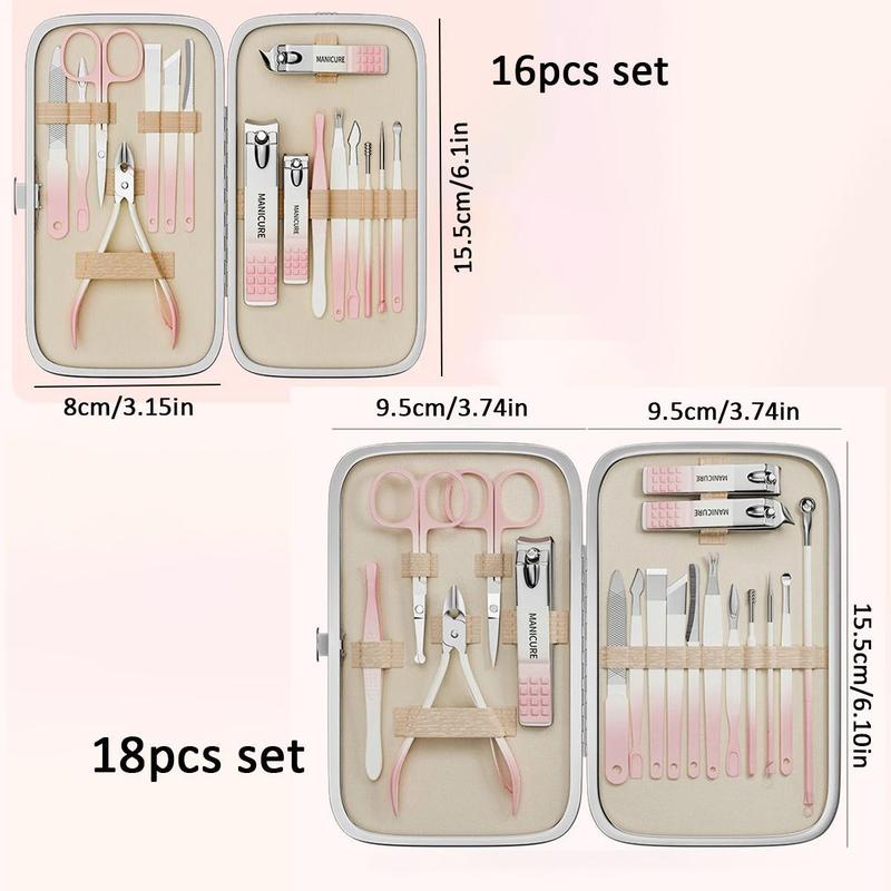 Manicure & Pedicure Tool Set, 1 Box Stainless Steel Manicure Tool with Storage Case, Professional Nail Care Tool for Home & Salon Use