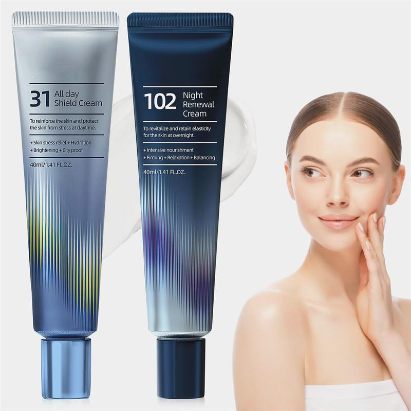 31 All-Day Shield Cream & 102 Night Renewal Cream,All-day & Night 2-Pack Cream for Face,  Intensive Skin Care, All-day Protection Cream, Skin Firming Facial Serum, Night Renewal Cream