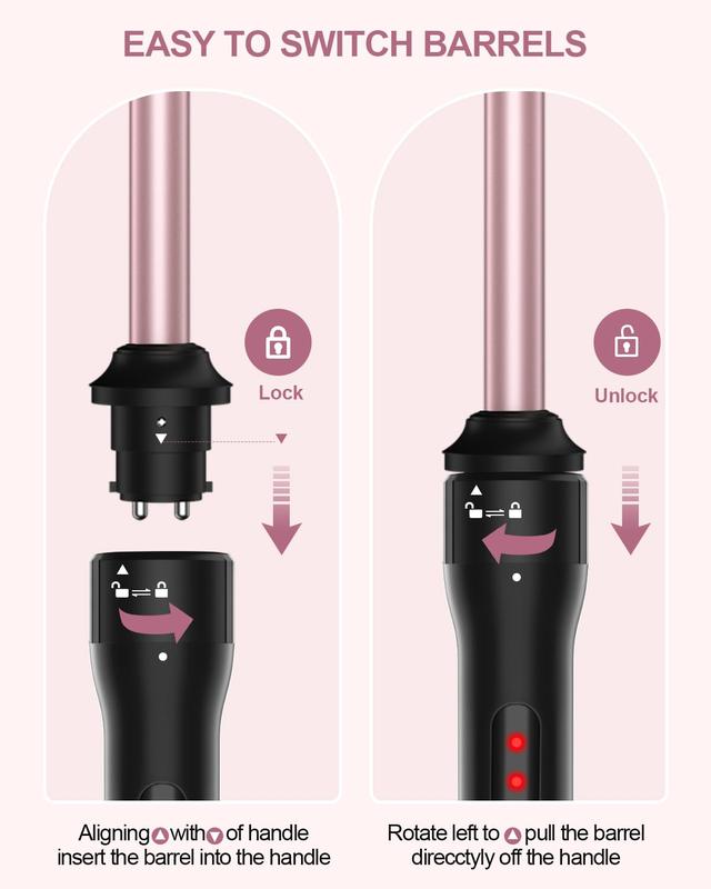 3 in 1 Curling Iron, Curling Wand Set with Curling Brush 3 Interchangeable Ceramic Curling Wand(0.5”-1.5”), Dual Voltage 30s Fast Heating with Heat Resistant Glove & 2 Clips and Gift Box