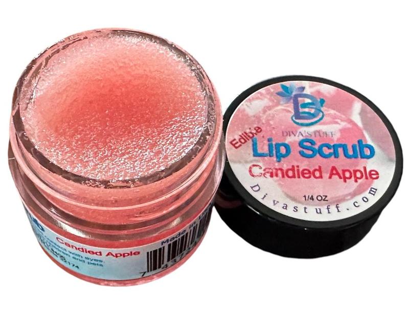 Diva Stuff Candied Apple Lip Scrub, Moisturizing, Exfoliating, Repairing and Softening, Tastes Amazing , Natural Ingredients and Made in the USA, .25 Oz Jar