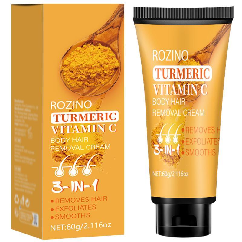 60g Turmeric Hair Removal Cream, Gentle Non-irritating Hair Removal Body Scrub, Hair Removal Tool for Women & Men All Hair Types