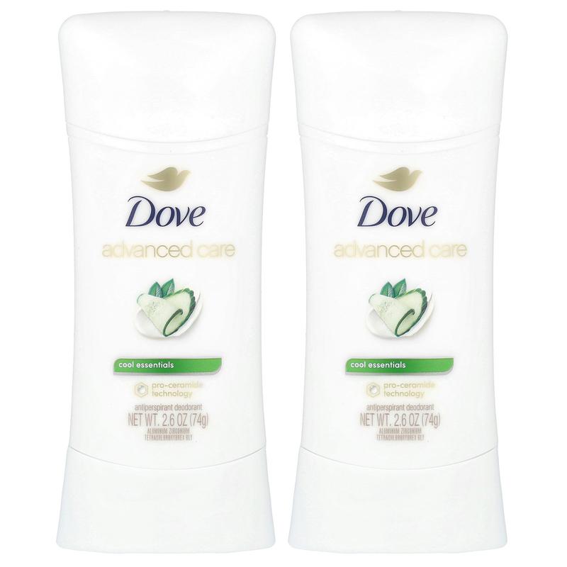 Dove Advanced Care, Anti-Perspirant Deodorant, Cool Essentials, 2 Pack, 2.6 oz (74 g) Each