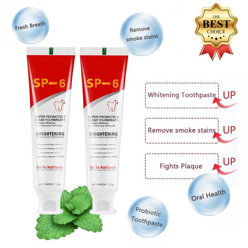 SP-6 Toothpaste Oral Health Management,Remove smoke stains,Probiotic Toothpaste for Oral Health Management and Fresh Breath, with Sodium Saccharin and Lactobacillus,Hydroxyapatite, Whitening Toothpaste, Fights Plaque.