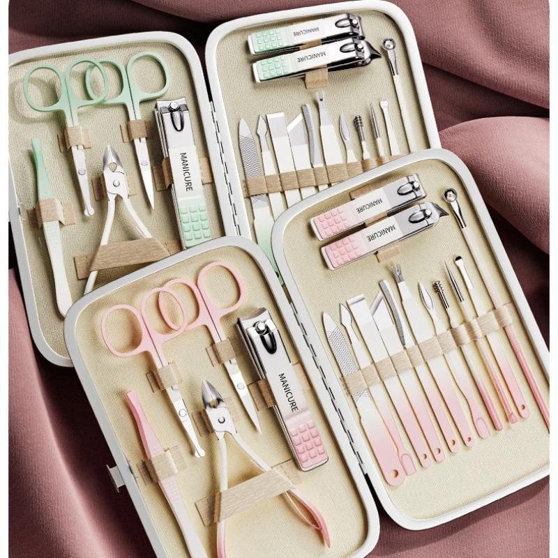 Manicure & Pedicure Tool Set, 1 Box Stainless Steel Manicure Tool with Storage Case, Professional Nail Care Tool for Home & Salon Use