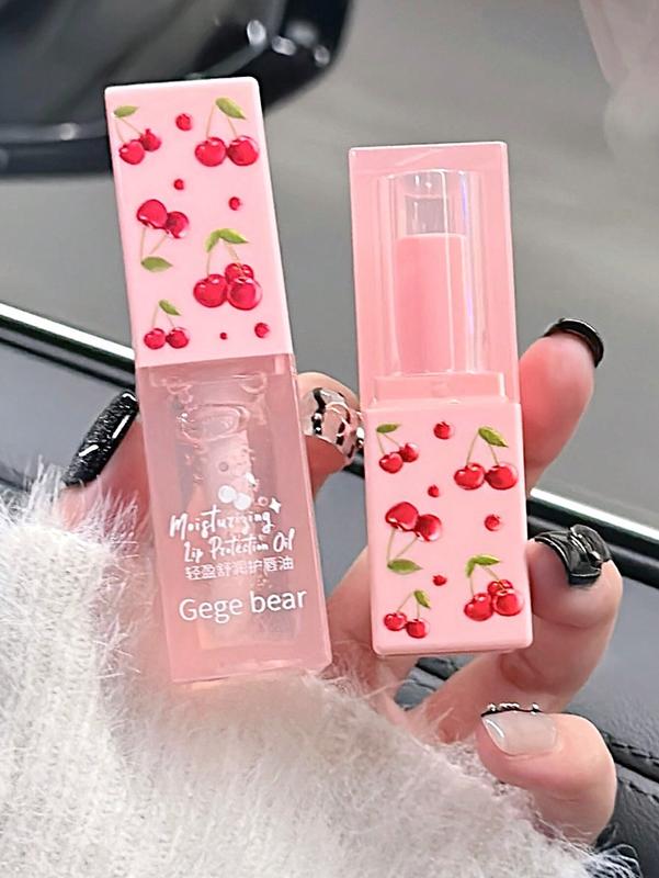 Moisturizing Water Shine & Plump Lips Anti-Chapped Lip Care Oil & Lip Balm Set (2pcs), Day & Night Lip Gloss Primer - Lipstick, Makeup