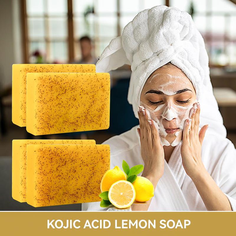 3PCS Lemon Turmeric & Kojic Acid Brighetning Soap, Dark Spot Remover, Kojic Acid Soap Comfort Cleanser