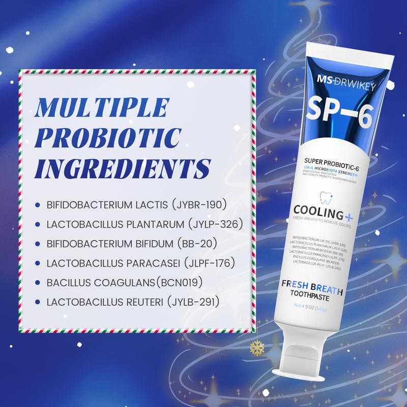 MSDRWIKEY SP-6 Christmas Complete Oral Care Set - 6-Pack | Free Toothpaste Gift | Probiotic & Nano Hydroxyapatite Formula for Oral Health & Repair