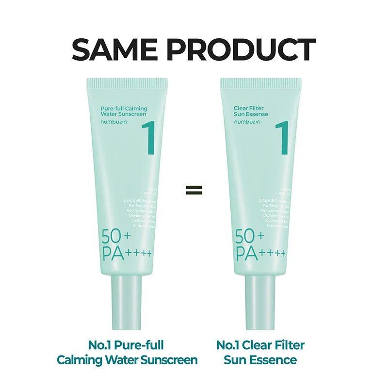 numbuzin - No. 1 Clear Filter Sunscreen Duo (SPF 50+ PA++++) Lightweight Korean Facial Sunscreen, Hydrating, Moisturizing Skincare Uv Moisture Calming