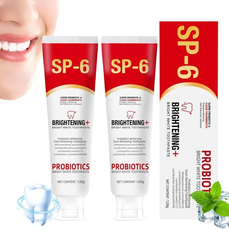 2Pcs sp-6 Ultra whitening Toothpaste, Super sp6 brightening Oral probiotic Pasta Dental, SP 6 Toothpaste, Ultra Whitening Toothpaste Sp - 6, Deep Cleaning Care Toothpaste, Fresh Breath