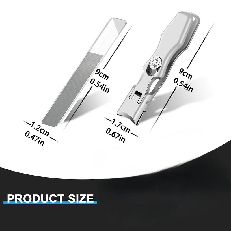 Stainless Steel Nail Clipper & Nail File Set (2 Counts set), Large Wide Jaw Opening Toe Nail Clipper, Manicure & Pedicure Tool for Home & Salon Use