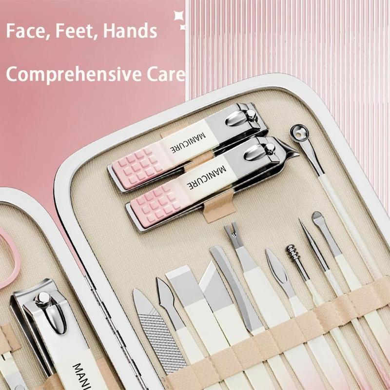 Manicure & Pedicure Tool Set, 1 Box Stainless Steel Manicure Tool with Storage Case, Professional Nail Care Tool for Home & Salon Use