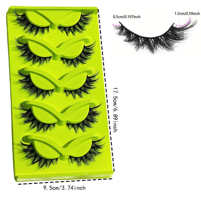 Cat Eye False Eyelashes, 5 Pairs Natural Looking Fluffy Soft Full Strip Lashes, Hypoallergenic Eyelash Extensions for Women & Girls, Christmas Gift