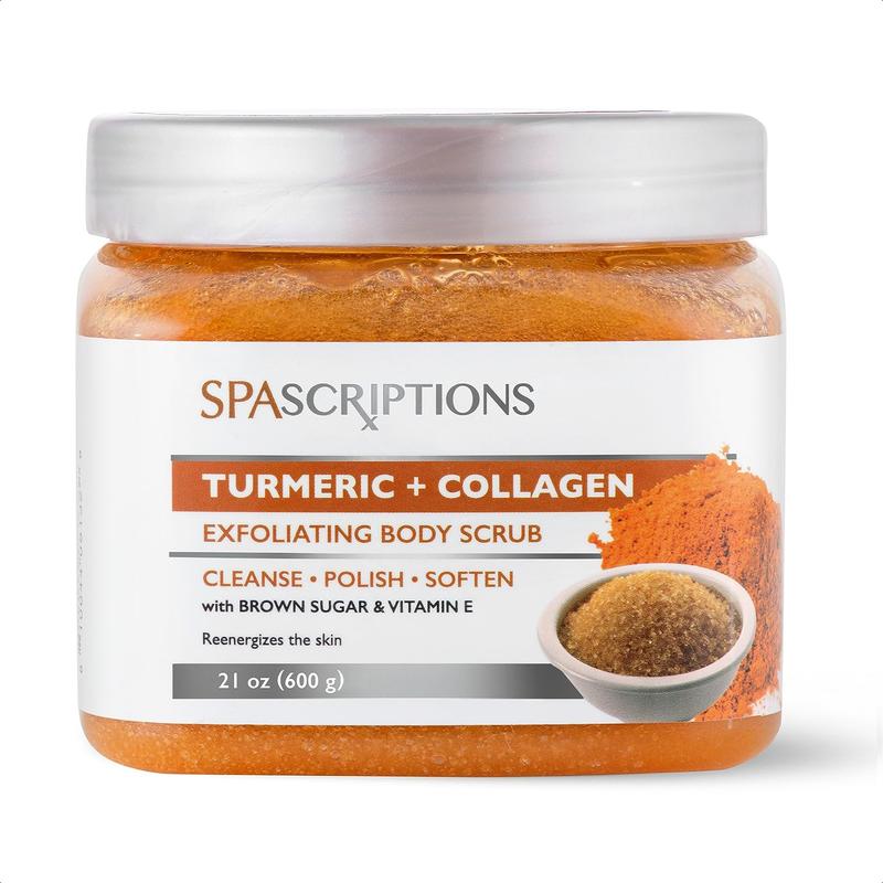 Turmeric + Collagen Exfoliating Body Scrub, 21 oz, Ultra Hydrating and Exfoliating Scrub for Nourishing Essential Body Care