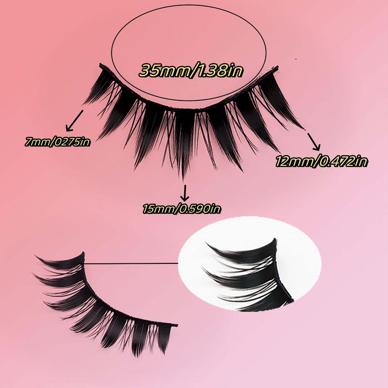 Doll Style False Eyelashes, 5 Pairs Wispy Cat Eye Strip Faux Lashes, Volumized False Eyelashes for Women and Girls Eye Makeup Enhancement