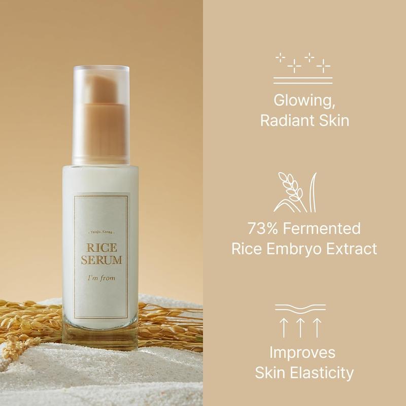 [I'M FROM OFFICIAL SHOP] Korean Special Rice Set - Rice Cream + Rice Serum, Rice Extract from Korea, Glow Essence with Niacinamide, Hydrating for Dry Skin, Vegan, Alcohol Free, Fragrance Free, K Beauty Moisture Skincare Skin Repair Hydrate Moisturizer