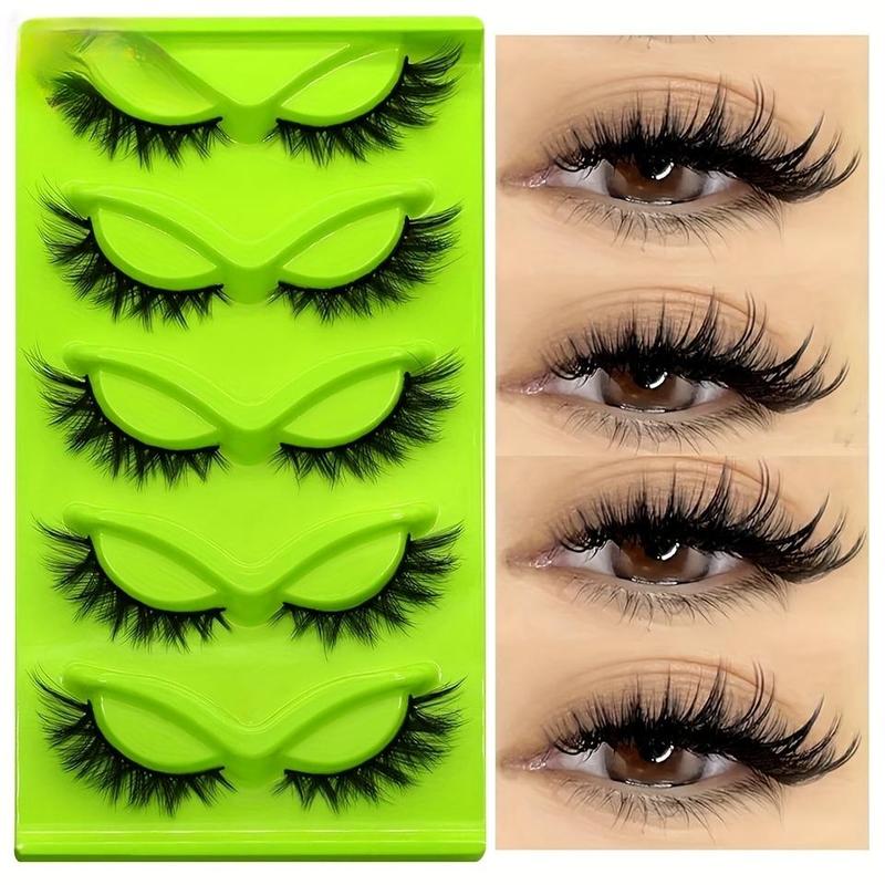 Cat Eye False Eyelashes, 5 Pairs Natural Looking Fluffy Soft Full Strip Lashes, Hypoallergenic Eyelash Extensions for Women & Girls, Christmas Gift