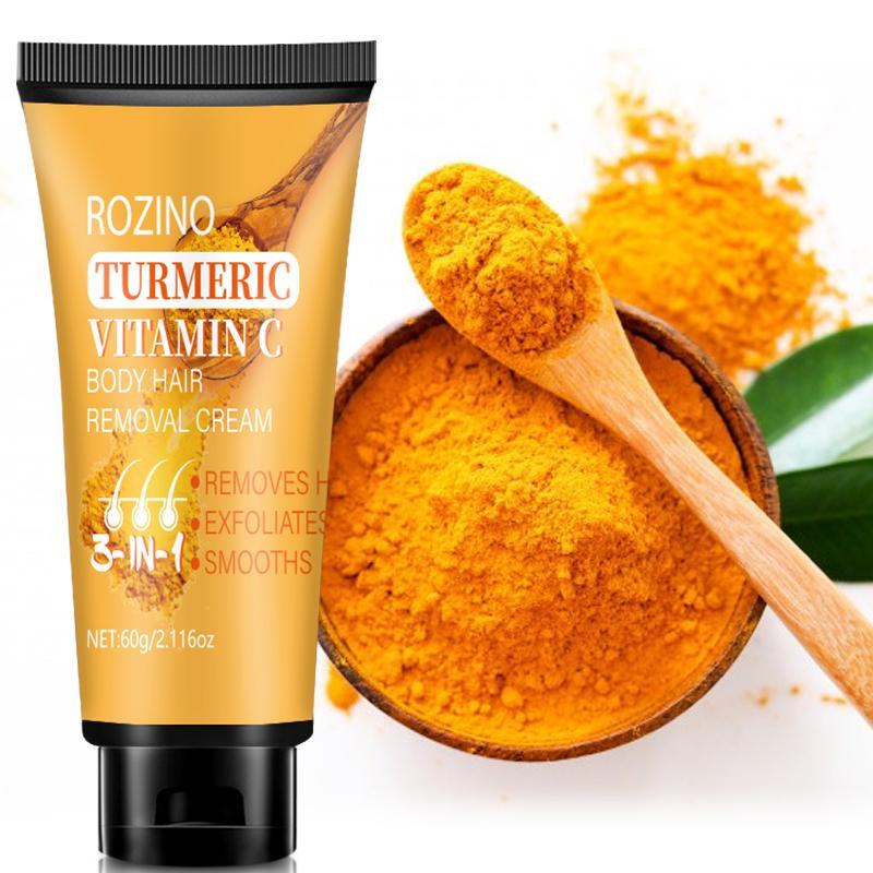 60g Turmeric Hair Removal Cream, Gentle Non-irritating Hair Removal Body Scrub, Hair Removal Tool for Women & Men All Hair Types