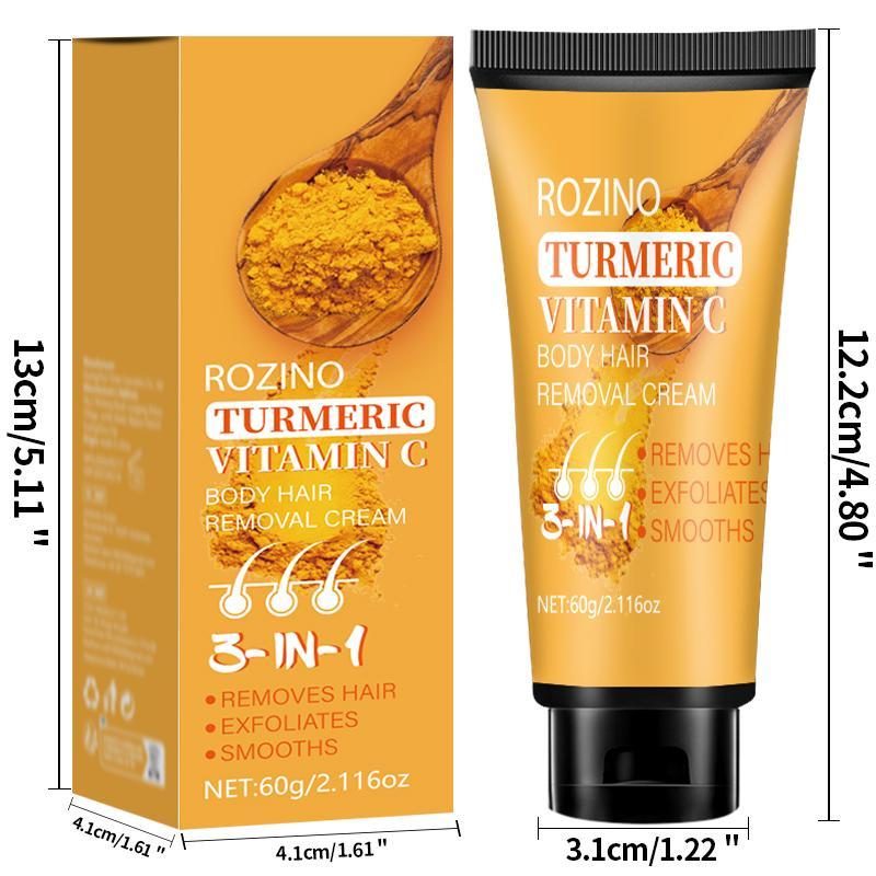 60g Turmeric Hair Removal Cream, Gentle Non-irritating Hair Removal Body Scrub, Hair Removal Tool for Women & Men All Hair Types