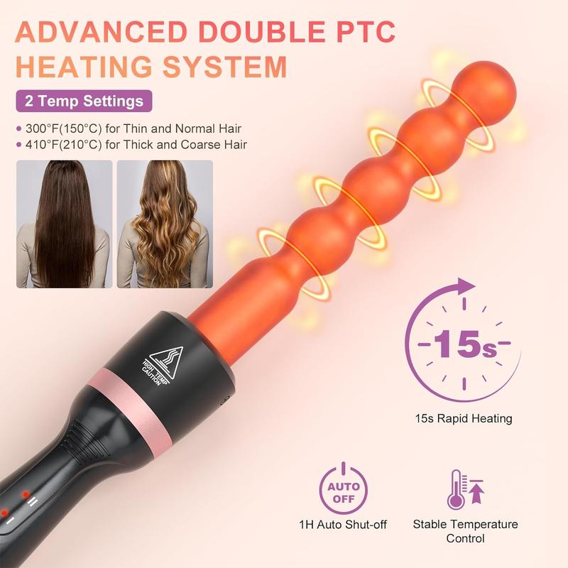 5 in 1 Curling Wand Set, Hair Curling Iron with Curling Thermal Brush&4 Interchangeable Ceramic Curling Wand(0.4