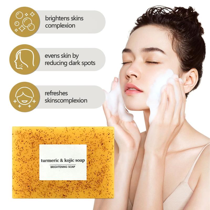 3PCS Lemon Turmeric & Kojic Acid Brighetning Soap, Dark Spot Remover, Kojic Acid Soap Comfort Cleanser