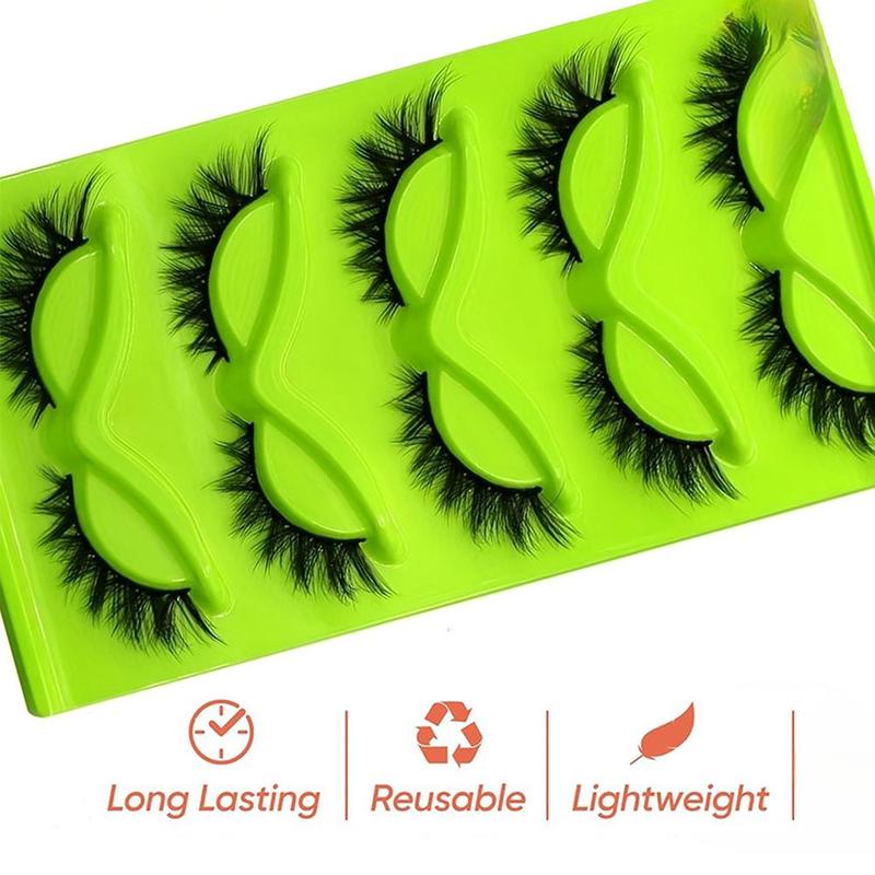 Cat Eye False Eyelashes, 5 Pairs Natural Looking Fluffy Soft Full Strip Lashes, Hypoallergenic Eyelash Extensions for Women & Girls, Christmas Gift