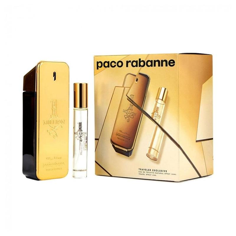 PACO RABANNE MEN'S ONE MILLION 2 PC SET (3.4 OZ EDT SPR + 20ml Travel spray)