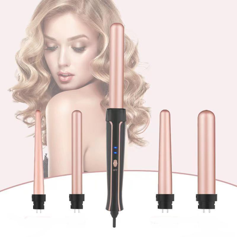 Long Barrel Curling Iron Wand Set, 1 Box Curling Wand Set with Ceramic Barrel for Long Medium Hair, Dual Voltage, Include Glove