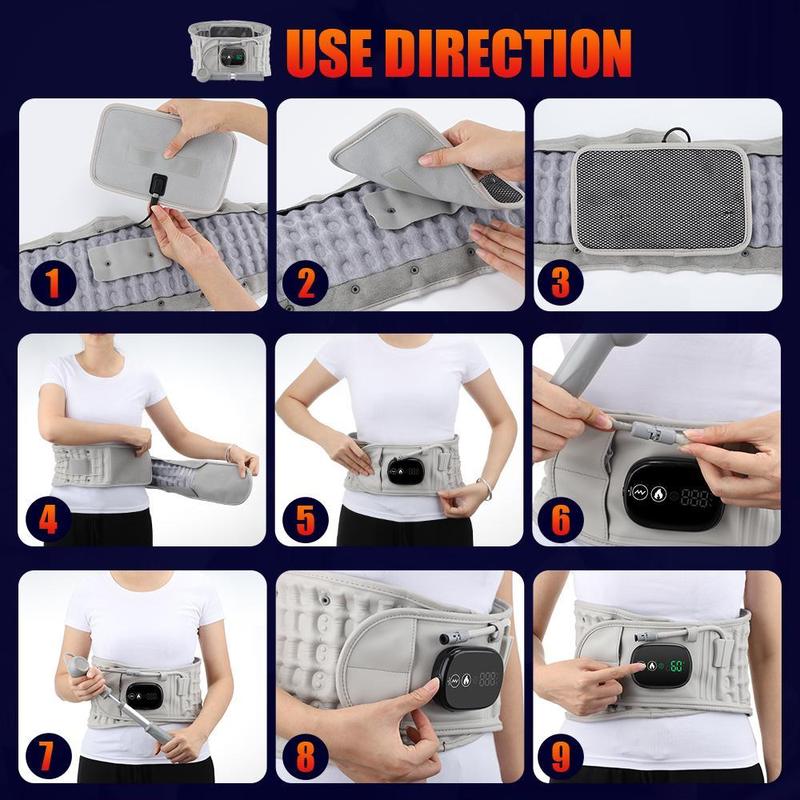 Electric Waist Massager, Vibration 3-speed Hot Compress Menstrual Uterus Waist Massage Belt, Waist Support Massager, Personal Care Appliances for Home & Travel Chrismas Gift