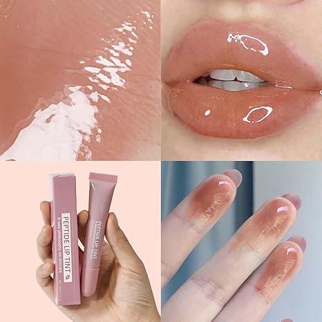 The Peptide Lip Tints,Moisturizing Hydrating Tinted Lip Oil, Long-Lasting Jelly Lip Plump,  Lightweight Nourishing Glossy Lipgloss Lipstick peptide lip