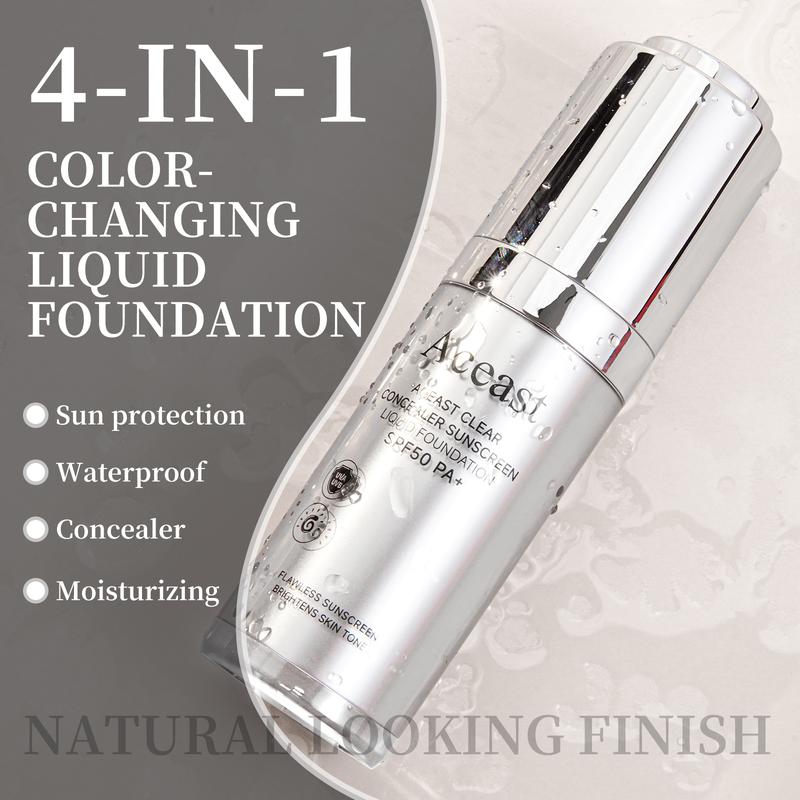 Aceast Foundation 4 in 1  Natural Looking Finish  Makeup foundation 4 Lightweight Clear Cosmetic affordable high coverage concealer silicone  based Hydrating Moisture Moisturizer Moisturize