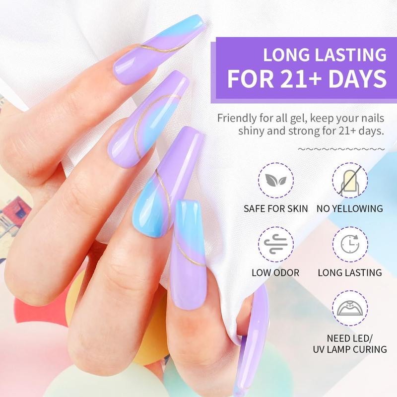 JODSONE 2 Bottles 10ml Of Top Coat Base Coat Gel Polish Set Bright Surface At Home DIY Nail Salon Girl Gift, transparent