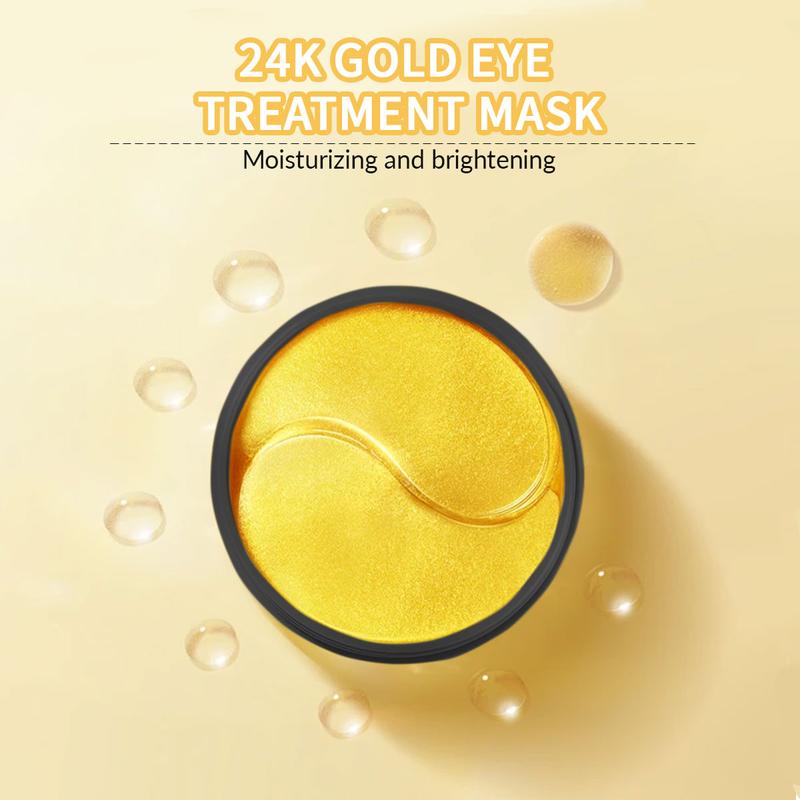 24k Gold Moisturizing Eye Mask, 60pcs set Tightening and Lifting Eyecare Patch, Hydrating Brightening & Firming Eye Sticker, Beauty & Personal Eye Care Product, Skincare Products Skincare Set, Fall Gift Gold Under