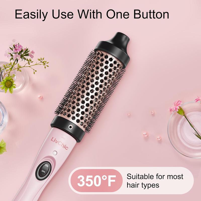 Thermal Brush 1 1 2 Inch Heated Round Brush Blowout look Ceramic Tourmaline Ionic Curling Iron Volumizing Hot Brush Hair Root Volume & Loose Curls Dual Voltage wavy thermal brush Smooth Flawless Smoothing Comfort