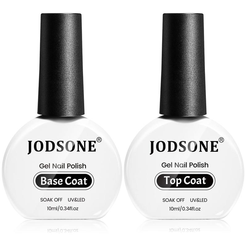 JODSONE 2 Bottles 10ml Of Top Coat Base Coat Gel Polish Set Bright Surface At Home DIY Nail Salon Girl Gift, transparent