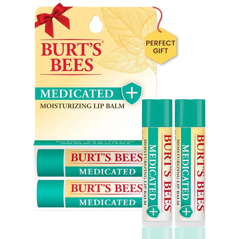 Burt'S Bees Lip Balm Stocking Stuffers, Moisturizing Lip Care Christmas Gifts for Dry Chapped Lips, Medicated with Menthol & Eucalyptus, 100% Natural (2-Pack) Burt's Bees Burt's Bees