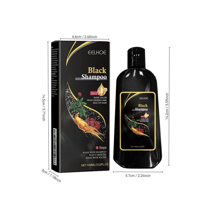 Black Hair Shampoo, Natural Extract Hair Shampoo, Moisturizing & Smoothing Hair Care   Product for Men & Women, Christmas Gift