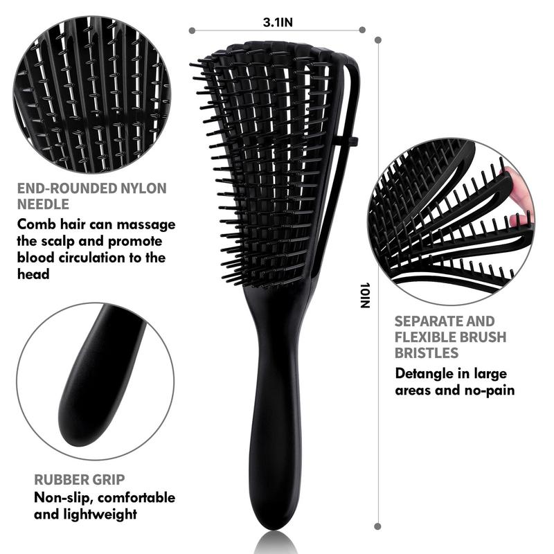 4pcs Curly Hair Brush Set for Adult Wet or Dry Hair, Detangling Brush for 3 4ABC Hair with Hair Detangler Brush Spray Bottle Wide Tooth comb (3+1, Red)