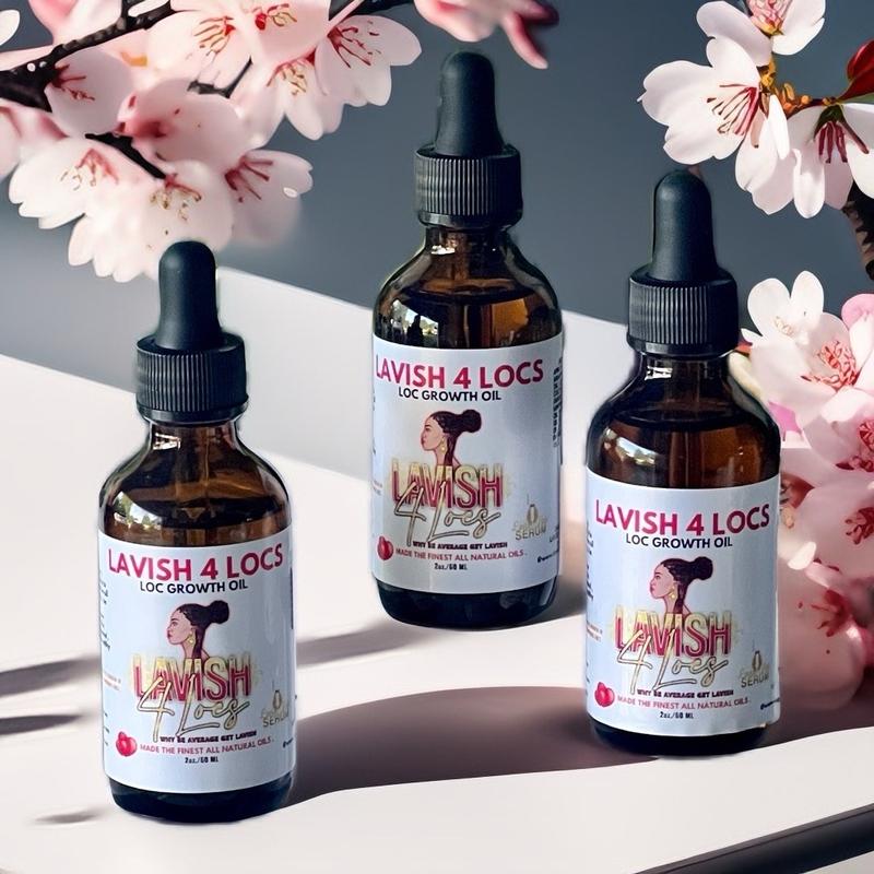 Lavish 4 Locs Bundle Set with All-Natural Oils and Rose Water Hydrating Spray for Scalp and Locs - 2 oz Loc Oil and 8 oz Hydration Mist