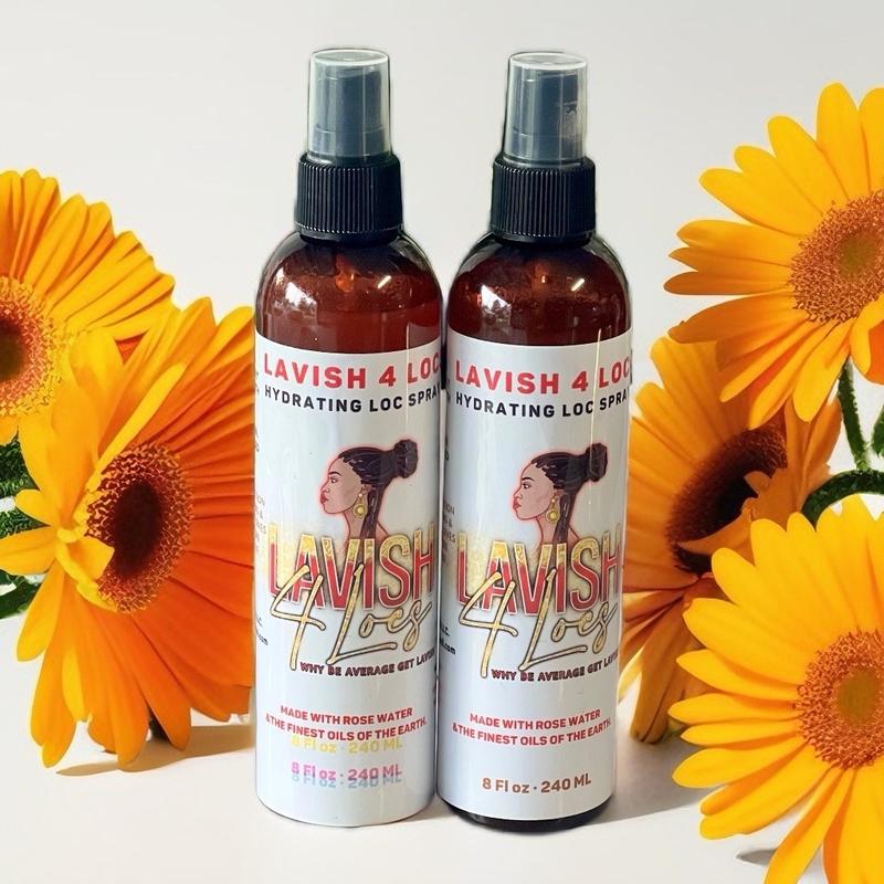 Lavish 4 Locs Bundle Set with All-Natural Oils and Rose Water Hydrating Spray for Scalp and Locs - 2 oz Loc Oil and 8 oz Hydration Mist